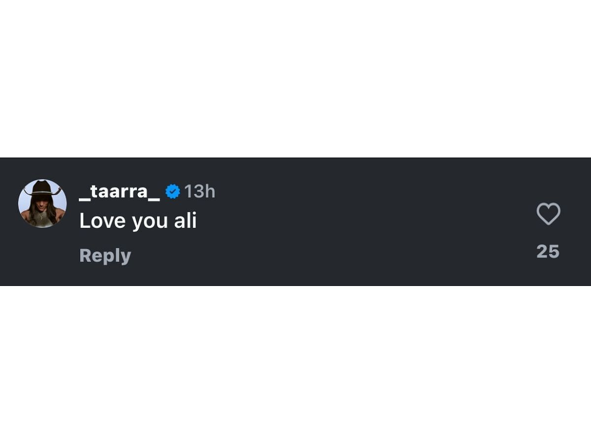 Davis-Woodhall’s comment on Instagram (@aliontherun1)